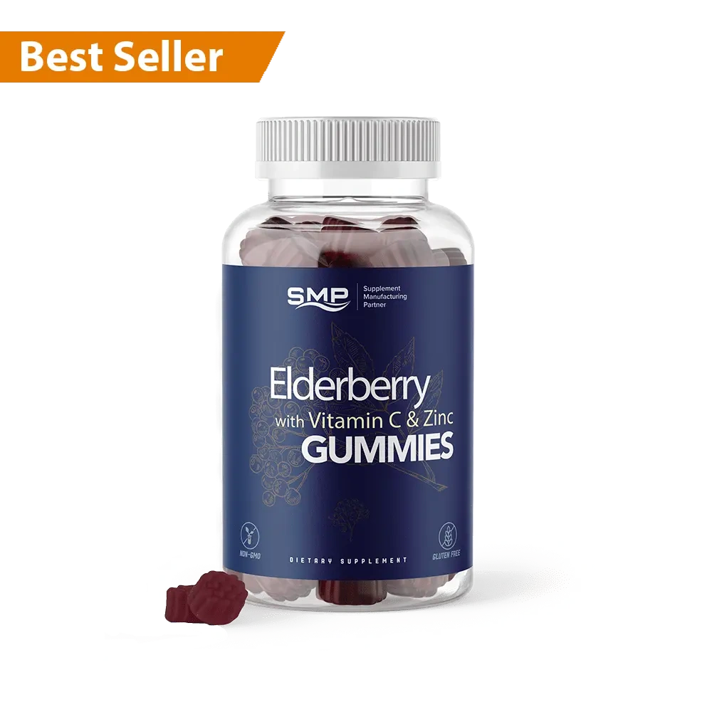 Elderberry Gummies W/ Vitamin C & Zinc - Delicious Blueberry Flavor - Berry Shape