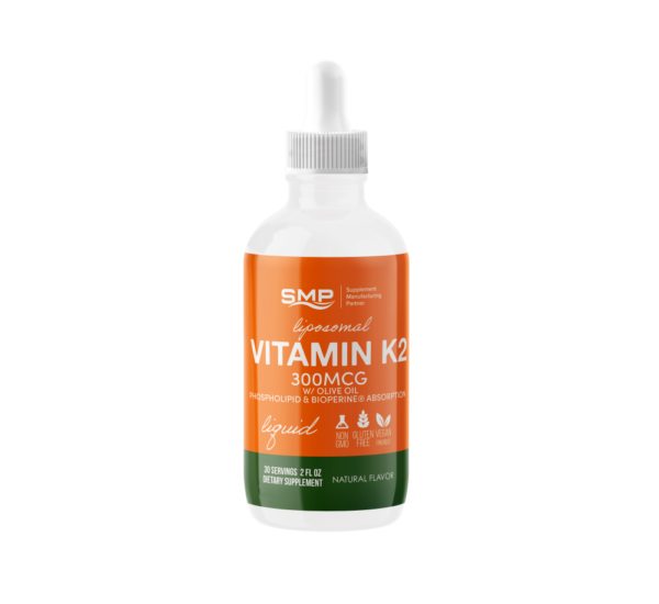 Liposomal Vitamin K2 300mcg W/ Olive Oil – Phospholipid & Bioperine® Absorption - 30 Servings - 2oz – Natural Flavors – Gluten Free – Non-GMO – Vegan Friendly