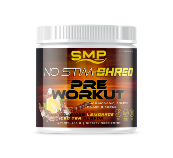 Non-Stim Shred Pre Workout Powder 153 g – Thermogenic, Energy, Pump, & Focus – Delicious Lemonade Iced Tea Flavor  – 30 Servings - Non-GMO – Gluten-Free – Vegan Friendly