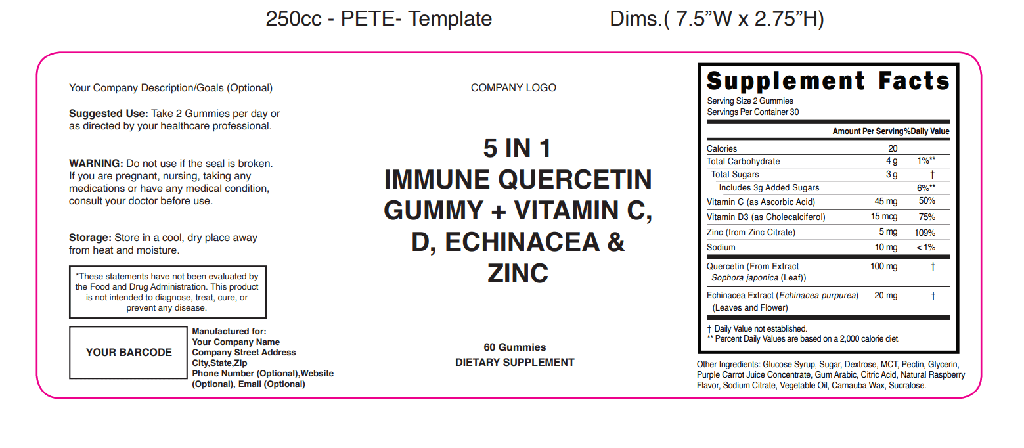 5 In 1 Quercetin Gummies Blank Label Template 100956