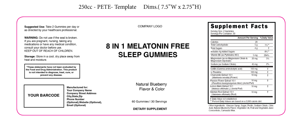8 In 1 Melatonin Free Gummies 250Cc Pete 101561