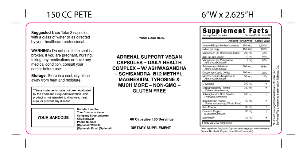 Adrenal Support Capsules Label 150Cc Pete 100644