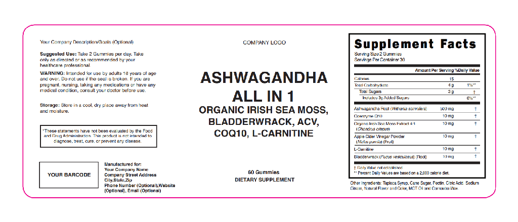 All In 1 Ashwagandha Gummies Blank Label Template
