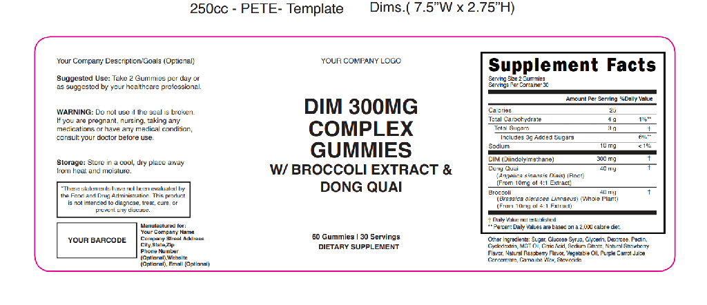 Dim 300Mg Complex Gummies Blank Label Template