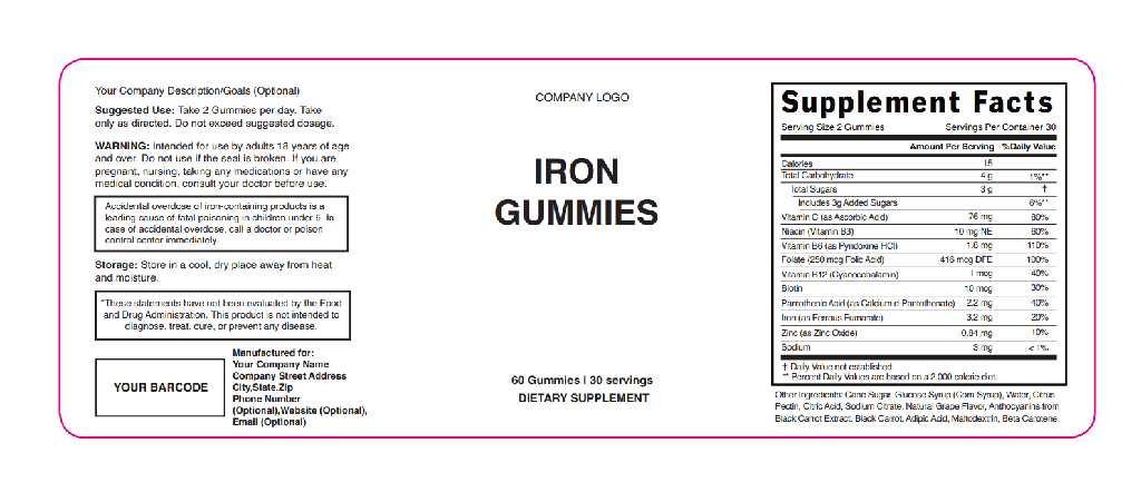 Iron Gummies Blank Label Template