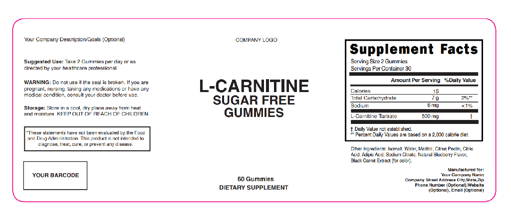 Sugar Free L Carnitine Gummies Blank Label Template