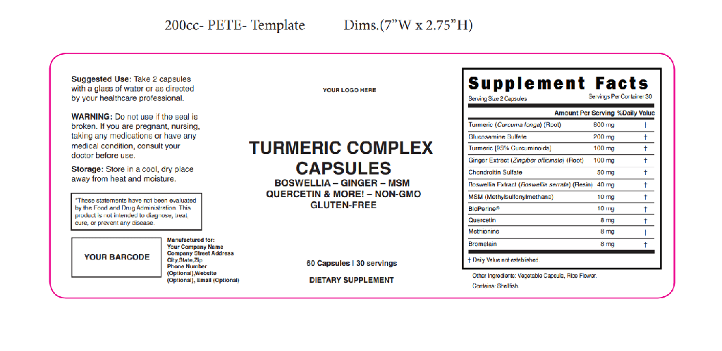 Turmeric Complex Capsules Blank Label Template 100776
