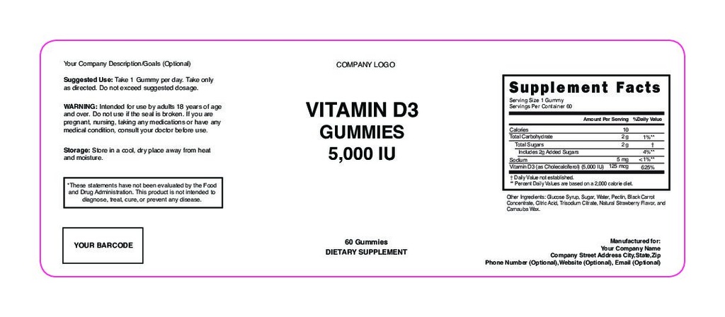 Vitamin D3 5000Iu Strawberry Gummies 250Cc Pete Pdf