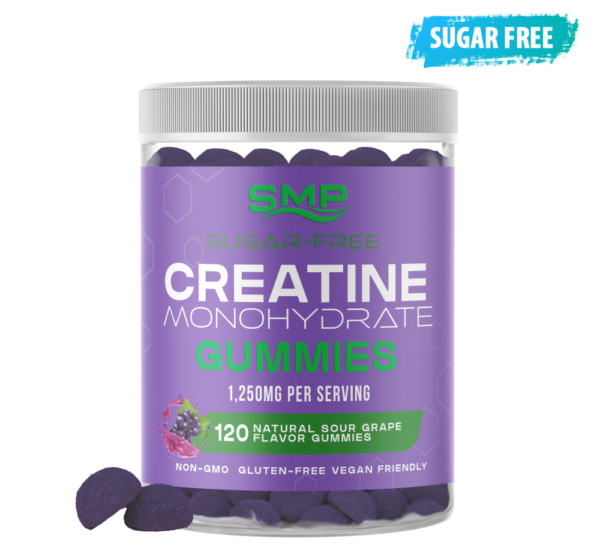 Sugar Free Natural Sour Grape Creatine Monohydrate Gummies 1250mg, 4g