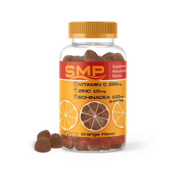 3 In 1 Gummy – Vitamin C 250mg – Zinc 10mg – Echinacea Purpurea Extract Polyphenols 100mg – Natural Orange Flavor & Color