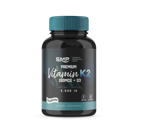 Vitamin K2 - 100MCG + D3 - 5,000 IU - Non-GMO - Gluten Free - Veggie Capsule