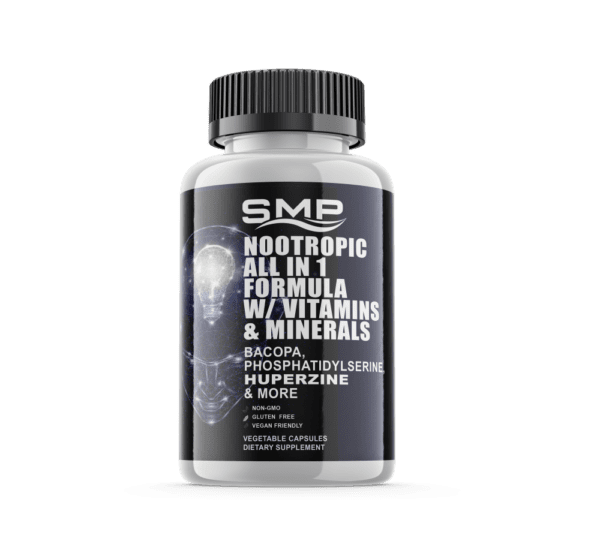 All In 1 Nootropic Formula W/ Vitamins – Minerals – DMAE – Bacopa – Phosphatidylserine, Huperzine & More! – Vegetable Capsules – Non-GMO – Gluten-Free