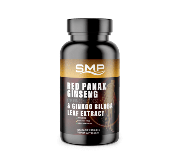 Red Panax Ginseng (7% Ginsenosides) & Ginkgo Biloba Leaf Extract Veggie Capsules - Gluten Free