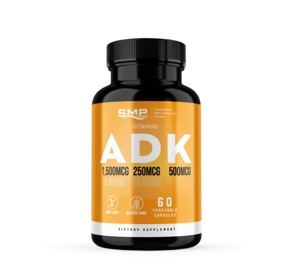 ADK Vitamin Supplement - A 5000IU - D3 10000IU - K2 (MK-7) 500mcg - Veggie Caps
