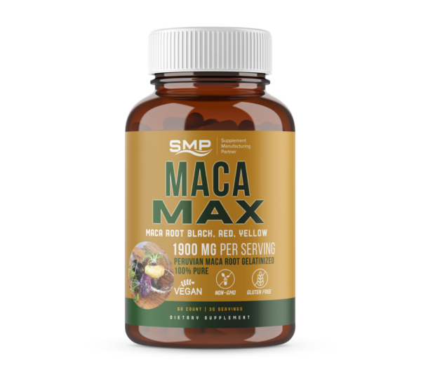 Maca Max Organic Maca Root Black, Red, Yellow 1900 MG per Serving Capsules