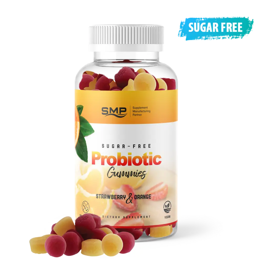 Sugar-Free Probiotic Gummies - 5 Billion CFU - Mixed Assorted Natural Flavors & Colors