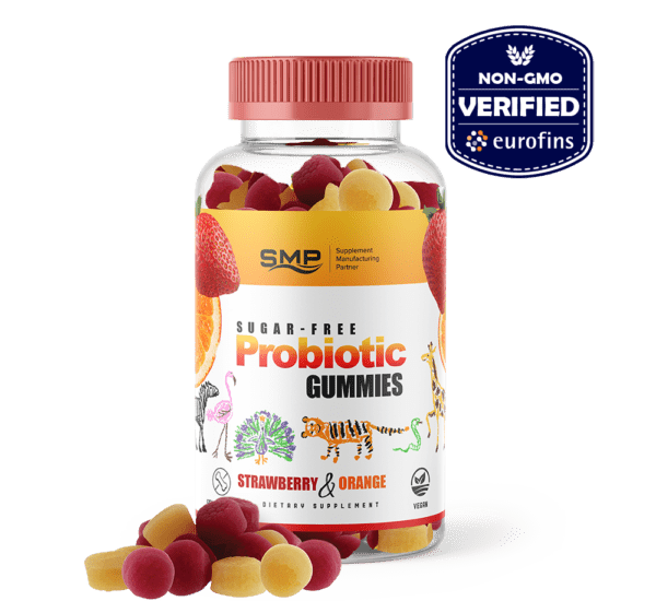 Sugar-Free Probiotic Gummies - 5 Billion CFU - Mixed Assorted Natural Flavors & Colors