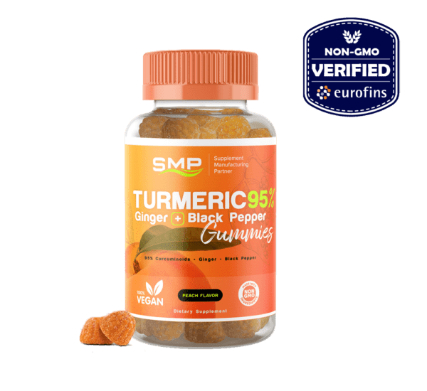 95% Turmeric + Ginger & Black Pepper Gummies - Natural Peach Flavor