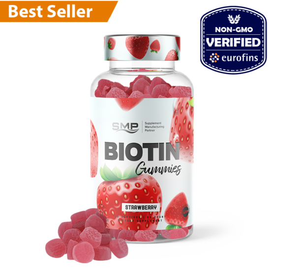 Biotin Vegan Gummies 5,000mcg Per Gummy - Natural Strawberry Flavor (2gm)