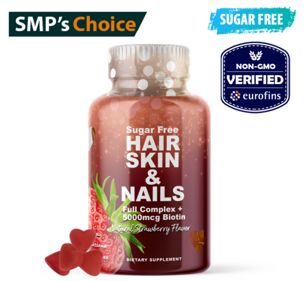 Sugar Free Hair, Skin, and Nails Gummies - Natural Strawberry Flavor 