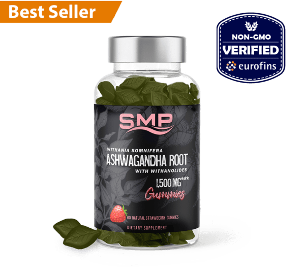 Ashwagandha Root Gummies 1,500mg - Contains Withanolides Extract - Natural Strawberry Flavor 