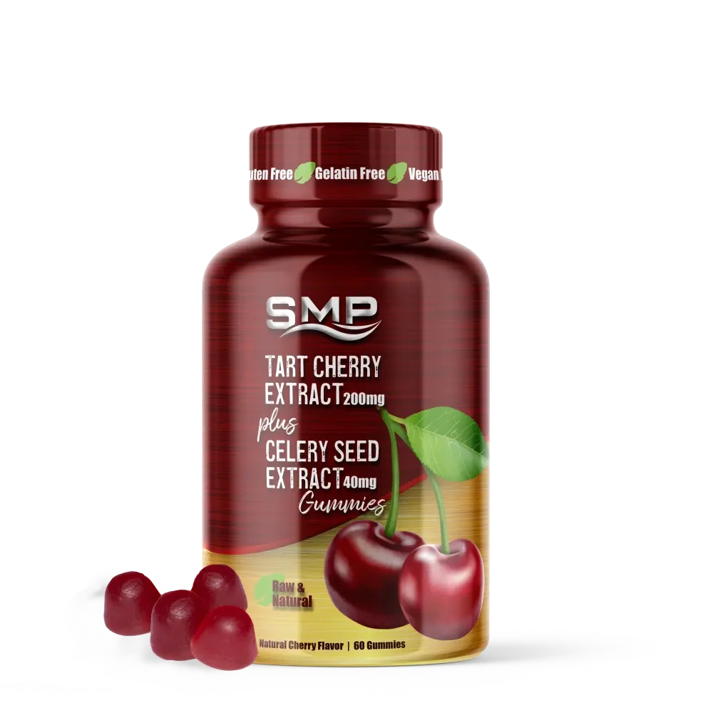 Tart Cherry Extract 2,000mg Gummies + Celery Seed Extract 400mg, Raw & Natural - Natural Cherry Flavor - Natural Colors