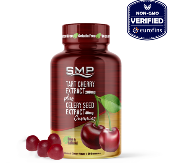 Tart Cherry Extract 2,000mg Gummies + Celery Seed Extract 400mg, Raw & Natural - Natural Cherry Flavor - Natural Colors