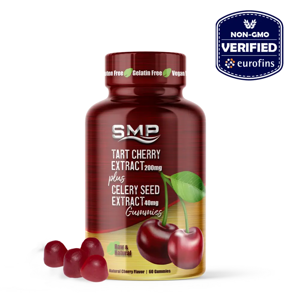 Tart Cherry Extract 2,000mg Gummies + Celery Seed Extract 400mg, Raw & Natural - Natural Cherry Flavor - Natural Colors