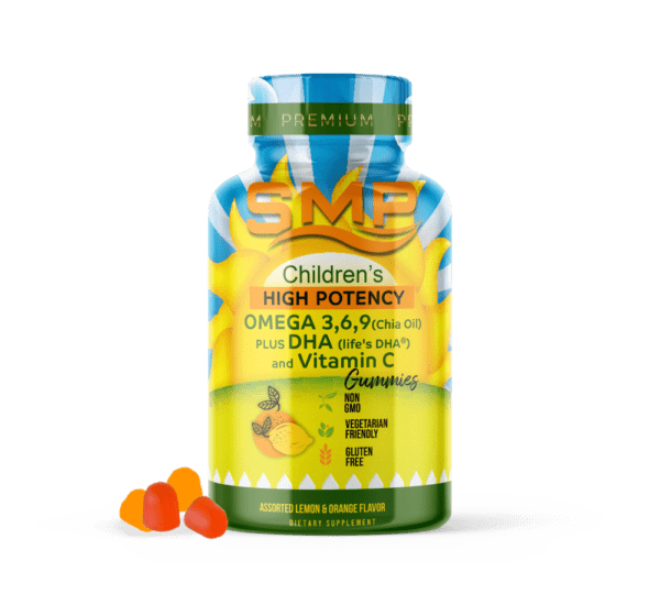 Omega 3,6,9 High Potency (Chia Oil) + DHA Gummies (life’s DHA®) + Vitamin C – Assorted Natural Flavors & Colors – Dome Shape