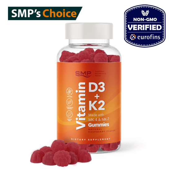 K2 + D3 Pectin Gummies W/ MK-4 & MK-7 – Natural Raspberry Flavor & Color