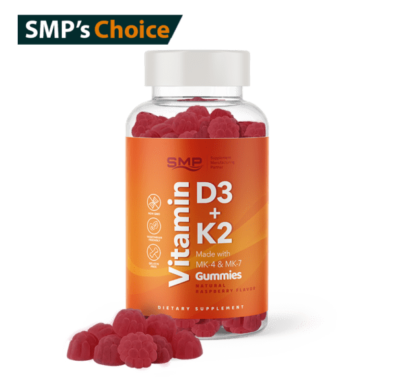 K2 + D3 Pectin Gummies W/ MK-4 & MK-7 – Natural Raspberry Flavor & Color