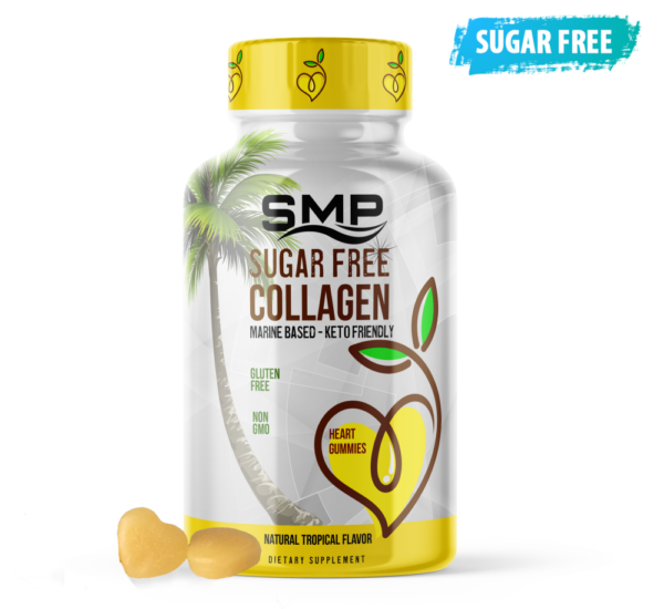Collagen Sugar-Free Gummies - Natural Tropical Flavor & Color - Marine Based - Keto Friendly - Heart Shape