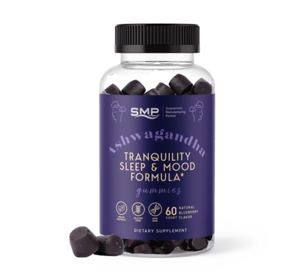 Ashwagandha Tranquility Sleep & Mood Formula W/ Magnesium Glycinate, Melatonin, B6, Valerian Root, GABA, & Passionflower - Tapioca Base - Non-GMO - Gluten Free - Vegan Friendly