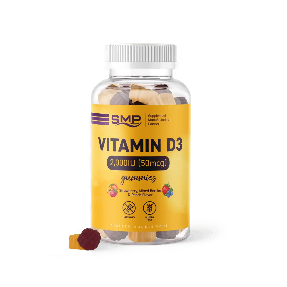 Vitamin D3 2,000IU (50 mcg) ! Natural Strawberry, Mixed Berry, & Peach Flavors – Non-GMO – Gluten Free – Vegetarian Friendly