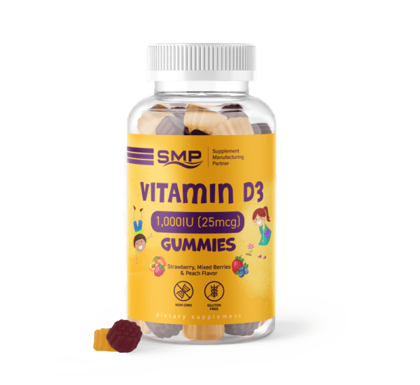 Vitamin D3 2,000IU (50 mcg) ! Natural Strawberry, Mixed Berry, & Peach Flavors – Non-GMO – Gluten Free – Vegetarian Friendly