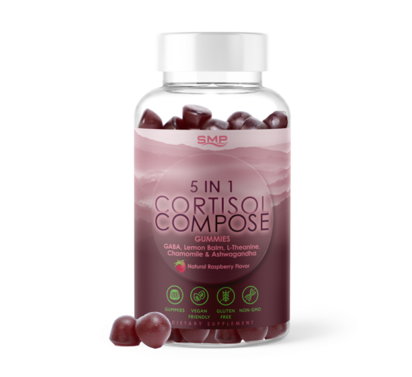 5 In 1 Stress Relief Gummy - Gaba, Lemon Balm, L-Theanine- Chamomile, Ashwagandha 