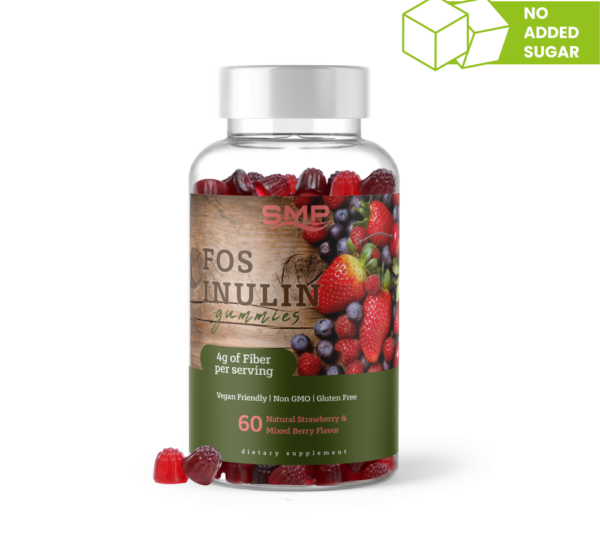 FOS Inulin 4 Grams Of Fiber Gummy - Natural Strawberry & Mixed Berry Flavor 