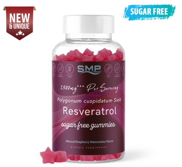 1,500mg Sugar Free Polygonum Cuspidatum (Resveratrol) Gummy - Natural Raspberry Watermelon Flavor
