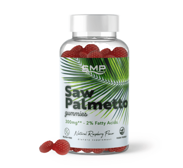 Saw Palmetto 300mg** - 2% Fatty Acids – Natural Raspberry Flavor – Gluten Free – Non-GMO – Vegan Friendly