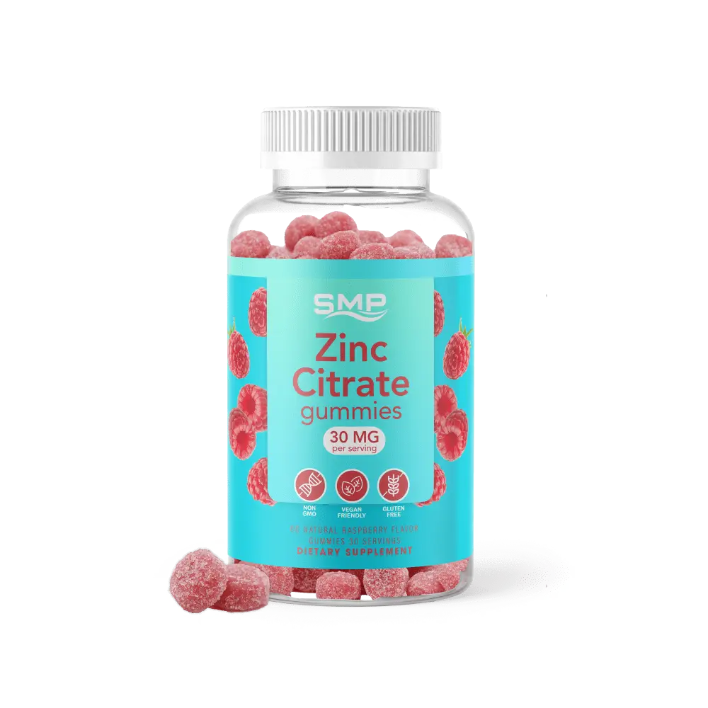 Zinc Citrate Gummies 30mg – Natural Raspberry Flavor