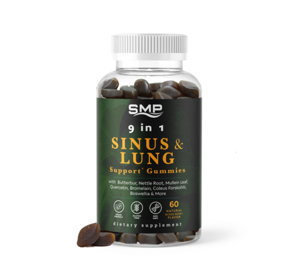 9 In 1 Sinus & Lung Support W/ Butterbur, Nettle Root, Mullein Leaf, Quercetin, Bromelain, Coleus Forskohlii, Boswellia &  Natural Mixed Berry 