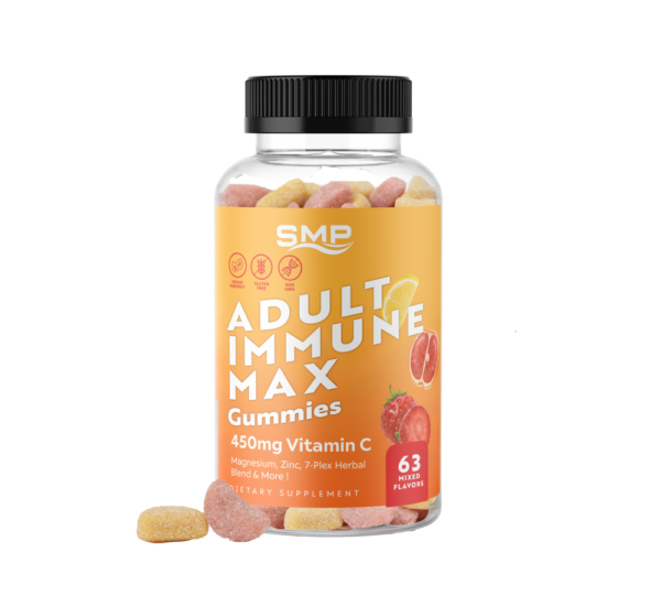 Adult Immune Max Gummies – 450mg Vitamin C, Magnesium, Zinc, 7-Plex Herbal Blend & More ! Mixed Flavors – Gluten Free – Non-GMO – Vegan Friendly