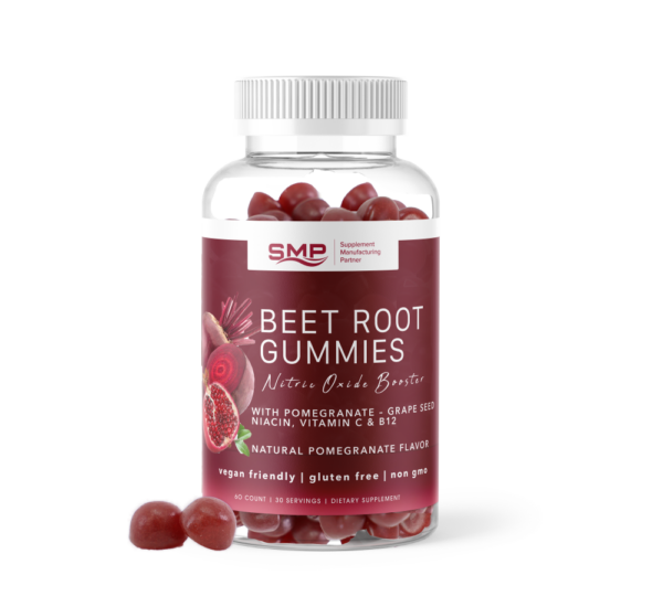 Beet Root Gummy & Nitric Oxide Booster W/ Pomegranate – Grape Seed – Niacin, Vitamin C & B12 – Natural Pomegranate Flavor – Non-GMO – Gluten Free – Vegan Friendly