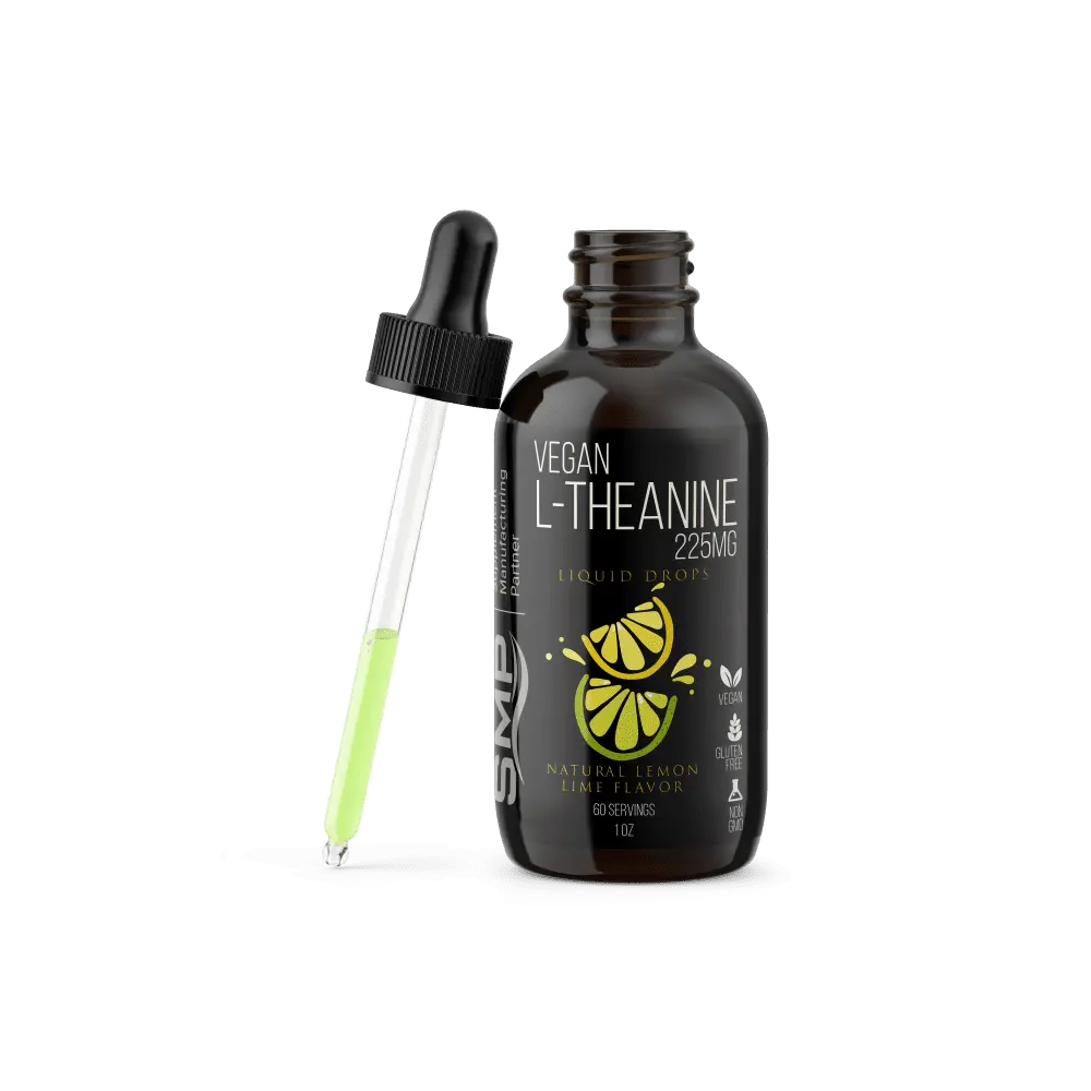 vegan l theanine liquid drops 225mg natural lemon lime flavor 60 servings 2oz non gmo gluten free