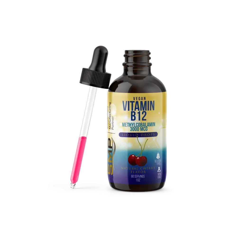 vegan vitamin b12 liquid drops w methylcobalamin 3000mcg natural cherry flavor 60 servings 1oz non gmo gluten free