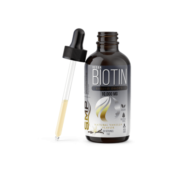 vegan biotin liquid drops 10000mcg natural vanilla flavor 60 servings 1oz non gmo gluten free