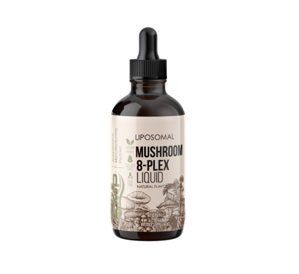 Liposomal Mushroom 8-Plex Liquid – Phospholipid & Bioperine® Absorption – Natural Flavors – Gluten Free – Non-GMO – Vegan Friendly