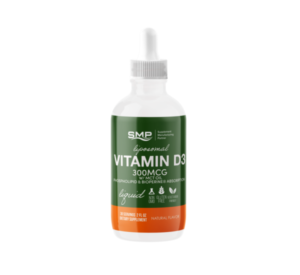 Liposomal Vitamin D3 W/ MCT Oil – Phospholipid & Bioperine® Absorption - 30 Servings - 2oz – Natural Flavors – Gluten Free – Non-GMO – Vegetarian Friendly