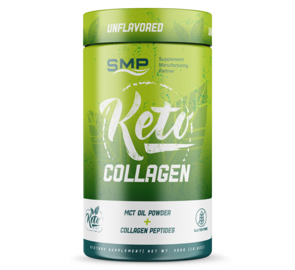 Keto Collagen Peptides + MCT Oil Powder Unflavored Blend and Fill 300g SMP Supplies Collagen, MCT oil Powder, Bottles, LIds, and Labels