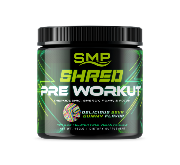 Shred Pre Workout Powder 174 g – Thermogenic, Energy, Pump, & Focus – Delicious Sour Gummy Flavor – 30 Servings - Non-GMO – Gluten-Free – Vegan Friendly